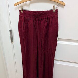 Universal Standard NWT Size 0-00 Iris Cropped Linen Pants in Cabernet